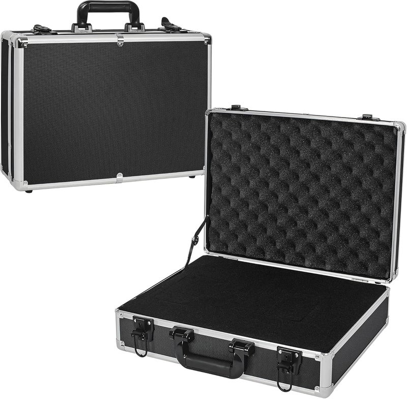 ITHWIU 17 Inch Hard Shell Carrying Case Ideal for Wireless Mic System Storage & Camera Gear Transportation, Customizable Pre-Diced Foam, Aluminum Alloy Sturdy Build, Black - Image 4